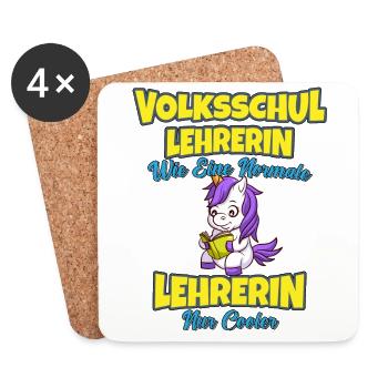 Volksschullehrerin Volksschule Lehrkraft Lehrerin - Untersetzer (4er-Set) - Weiß - Vorne