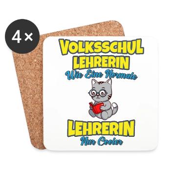 Volksschullehrerin Volksschule Lehrkraft Lehrerin - Untersetzer (4er-Set) - Weiß - Vorne