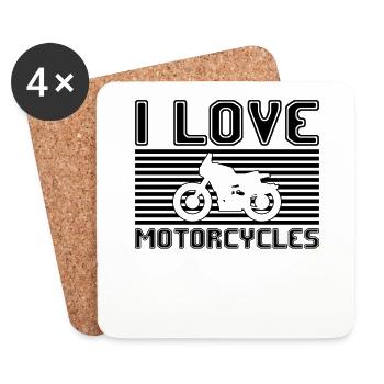 J’adore les motos - Dessous de verre (lot de 4) - blanc - Devant