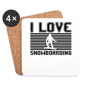 I love snowboarding - Coasters (set of 4) - white - Front