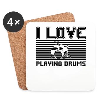 I love playing drums - Coasters (set of 4) - white - Front