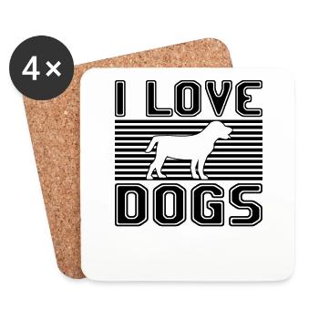 J’adore les chiens - Dessous de verre (lot de 4) - blanc - Devant