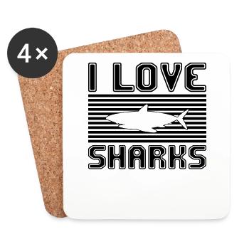 I love sharks - Untersetzer (4er-Set) - Weiß - Vorne