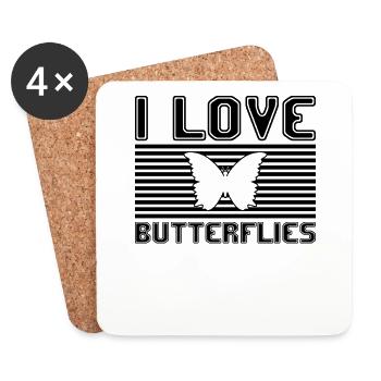 J’adore les papillons - Dessous de verre (lot de 4) - blanc - Devant