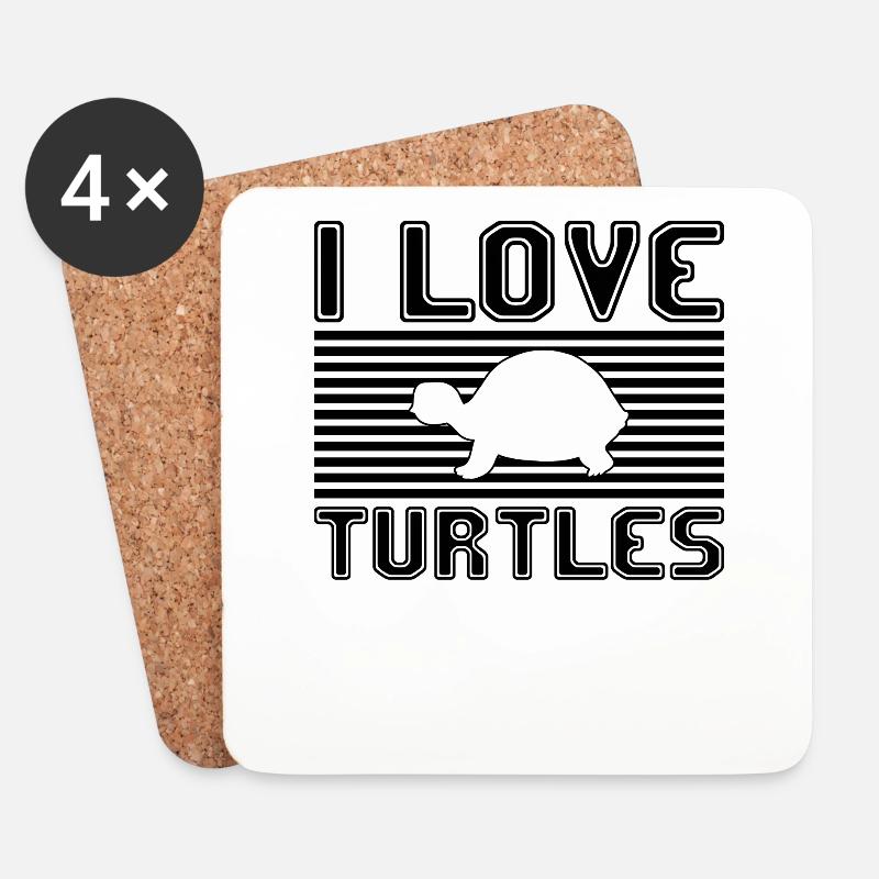 I love turtles - Untersetzer (4er-Set) - Weiß