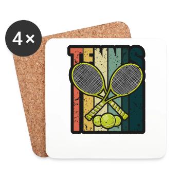 Joueur de tennis présent Tennis Club Coach Sport - Dessous de verre (lot de 4) - blanc - Devant