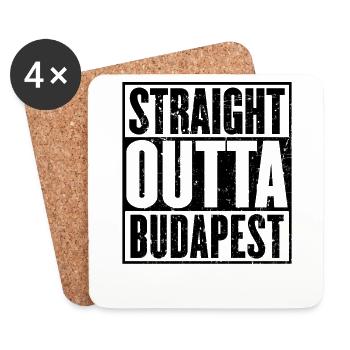 Gerade Outta Budapest Vintage - Untersetzer (4er-Set) - Weiß - Vorne