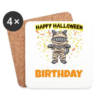 Scary Happy Halloween And Yes It's My Birthday - Untersetzer (4er-Set) - Weiß - Vorne