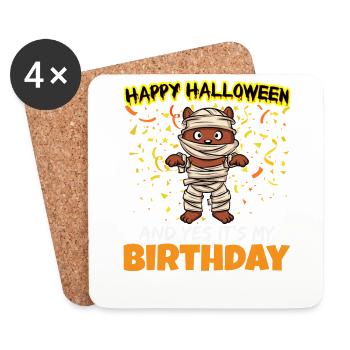Scary Happy Halloween And Yes It's My Birthday - Untersetzer (4er-Set) - Weiß - Vorne