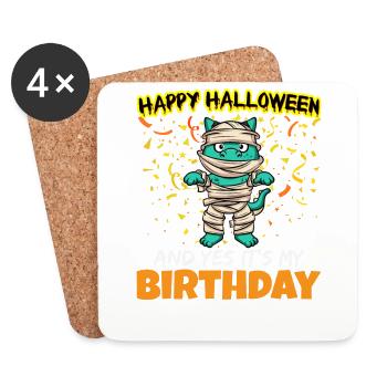 Scary Happy Halloween And Yes It's My Birthday - Untersetzer (4er-Set) - Weiß - Vorne