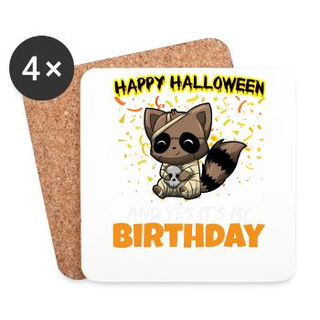 Scary Happy Halloween And Yes It's My Birthday - Untersetzer (4er-Set) - Weiß - Vorne