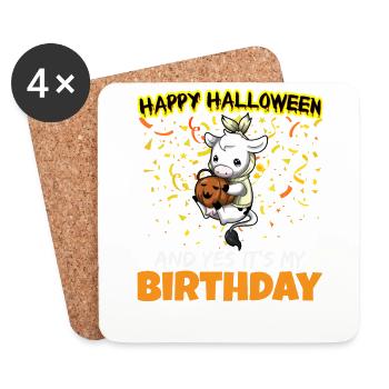 Scary Happy Halloween And Yes It's My Birthday - Untersetzer (4er-Set) - Weiß - Vorne