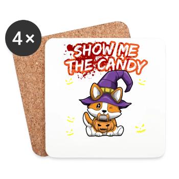 Montrez-moi le truc ou la friandise du costume d’Halloween - Dessous de verre (lot de 4) - blanc - Devant