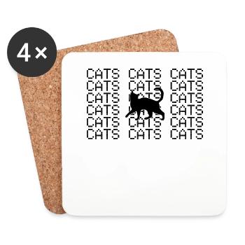 Chat - Dessous de verre (lot de 4) - blanc - Devant