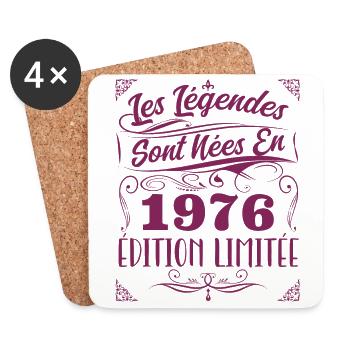 1976 les légendes sont nées en 1976 | vintage - Dessous de verre (lot de 4) - blanc - Devant