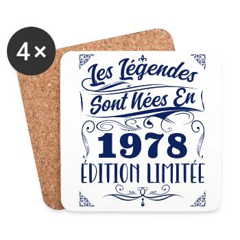1978 les légendes sont nées en 1978 | vintage - Dessous de verre (lot de 4) - blanc - Devant