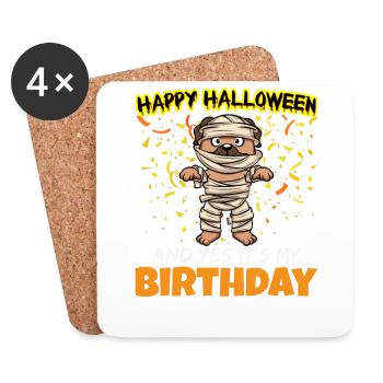 Scary Happy Halloween And Yes It's My Birthday - Untersetzer (4er-Set) - Weiß - Vorne