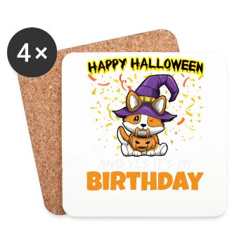 Scary Happy Halloween And Yes It's My Birthday - Untersetzer (4er-Set) - Weiß - Vorne