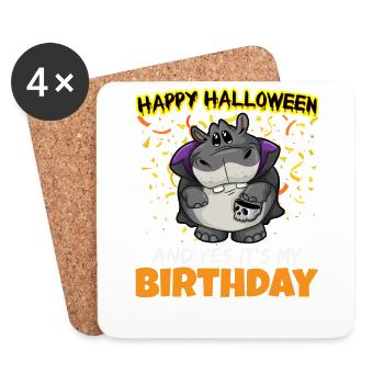 Scary Happy Halloween And Yes It's My Birthday - Untersetzer (4er-Set) - Weiß - Vorne