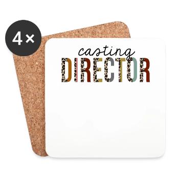Directeur de casting imprimé léopard drôle - Dessous de verre (lot de 4) - blanc - Devant