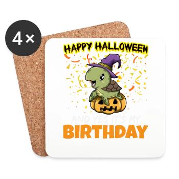 Scary Happy Halloween And Yes It's My Birthday - Untersetzer (4er-Set) - Weiß - Vorne