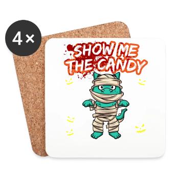 Montrez-moi le truc ou la friandise du costume d’Halloween - Dessous de verre (lot de 4) - blanc - Devant