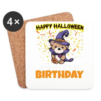 Scary Happy Halloween And Yes It's My Birthday - Untersetzer (4er-Set) - Weiß - Vorne