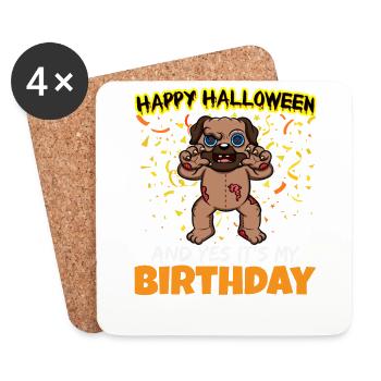 Scary Happy Halloween And Yes It's My Birthday - Untersetzer (4er-Set) - Weiß - Vorne