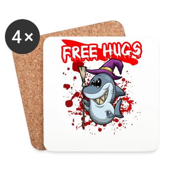 Free Hugs Halloween Sarcasm Scary Creepy Costume - Coasters (set of 4) - white - Front