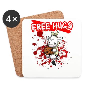 Free Hugs Halloween Sarcasm Scary Creepy Costume - Coasters (set of 4) - white - Front
