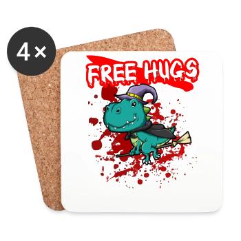 Free Hugs Halloween Sarcasm Scary Creepy Costume - Coasters (set of 4) - white - Front