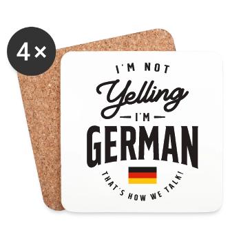 Ich schreie nicht, ich bin German Funny German Pride - Untersetzer (4er-Set) - Weiß - Vorne