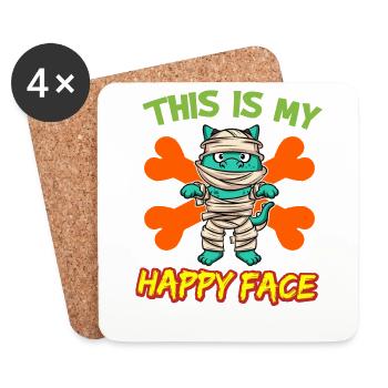 This Is My Happy Face Funny Halloween Monster - Coasters (set of 4) - white - Front