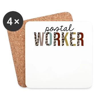 Postal Worker Leopard Print Funny - Coasters (set of 4) - white - Front