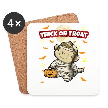 Truc ou traiter effrayant monstre d’Halloween effrayant - Dessous de verre (lot de 4) - blanc - Devant
