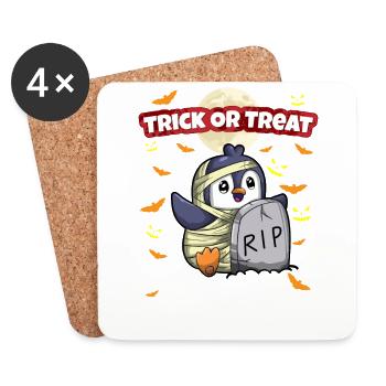 Truc ou traiter effrayant monstre d’Halloween effrayant - Dessous de verre (lot de 4) - blanc - Devant