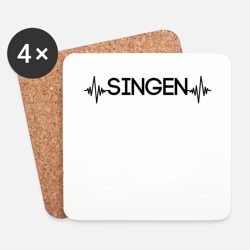Singen Herzschlag - Untersetzer (4er-Set) - Weiß