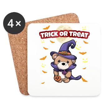 Truc ou traiter effrayant monstre d’Halloween effrayant - Dessous de verre (lot de 4) - blanc - Devant