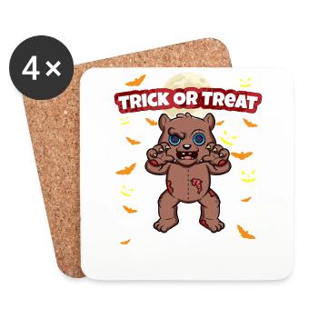 Truc ou traiter effrayant monstre d’Halloween effrayant - Dessous de verre (lot de 4) - blanc - Devant
