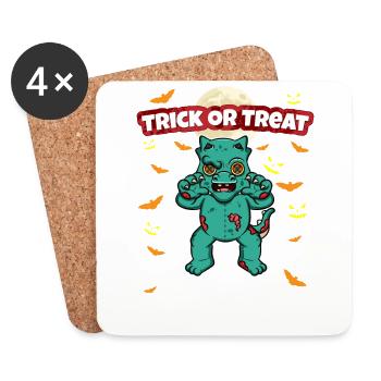 Truc ou traiter effrayant monstre d’Halloween effrayant - Dessous de verre (lot de 4) - blanc - Devant