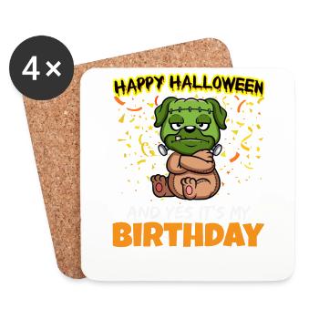 Scary Happy Halloween And Yes It's My Birthday - Untersetzer (4er-Set) - Weiß - Vorne