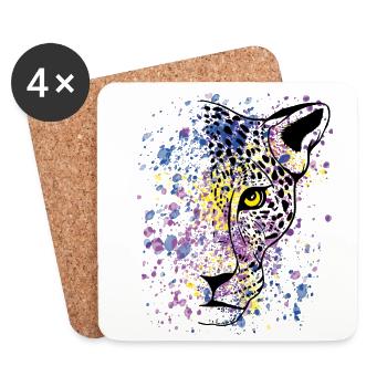 Bunter Leopard Raubkatze Animal Print Cool - Untersetzer (4er-Set) - Weiß - Vorne