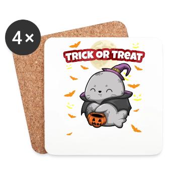 Trick Or Treat Scary Creepy Halloween Monster - Coasters (set of 4) - white - Front