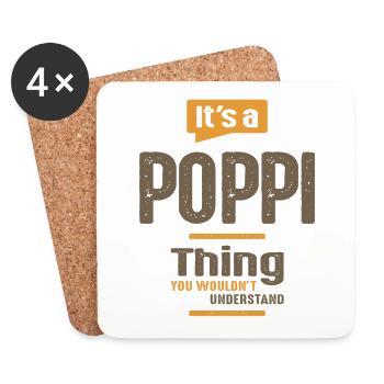Männer Es ist eine Poppi-Sache Lustiger Papa Opa - Untersetzer (4er-Set) - Weiß - Vorne
