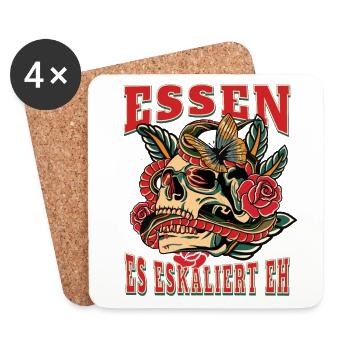 Essen Frau Geschenk es eskaliert eh Essen Frauen - Untersetzer (4er-Set) - Weiß - Vorne