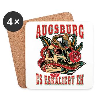 Augsburg Frau Geschenk es eskaliert eh Frauen - Untersetzer (4er-Set) - Weiß - Vorne