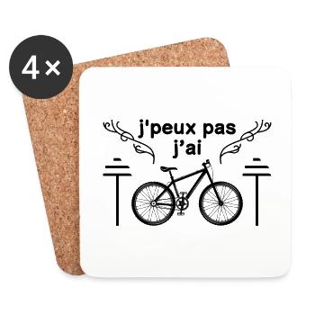 j'peux pas j'ai vélo - Cyclisme | cycliste - Dessous de verre (lot de 4) - blanc - Devant