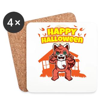 Happy Halloween Scary Funny Hallow's Eve Costume - Coasters (set of 4) - white - Front