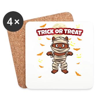 Truc ou traiter effrayant monstre d’Halloween effrayant - Dessous de verre (lot de 4) - blanc - Devant