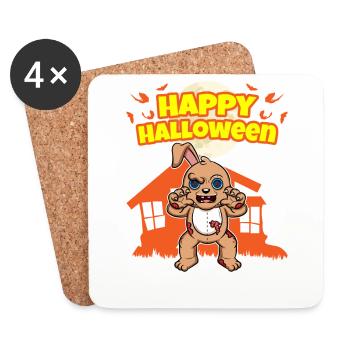 Happy Halloween Scary Funny Hallow's Eve Costume - Coasters (set of 4) - white - Front